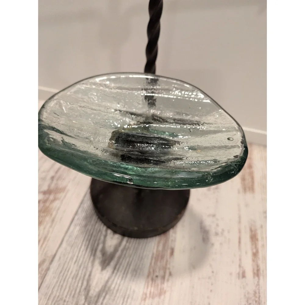 Rustic Countertop Forged Iron Hand Towel Holder Glass Soap Dish Sun Moon Emblem